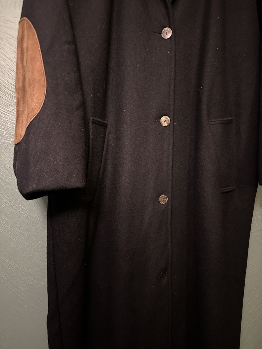 Vintage Woolrich 100% Wool Trench Coat Womens L Made USA Black