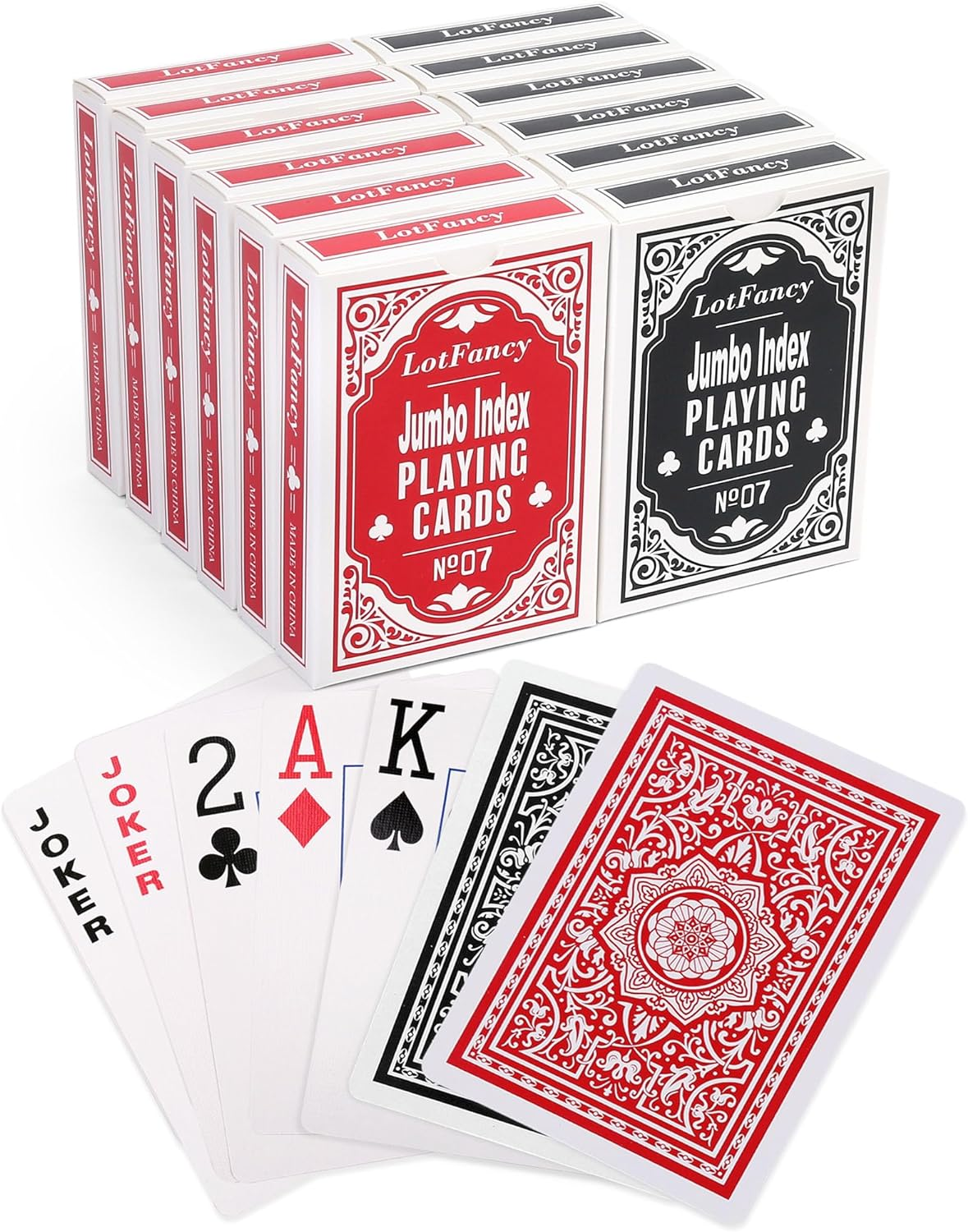 12-Pack Large Print Jumbo Index Playing Cards, Poker Size.