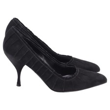 Prada Pleated Pointed-Toe Pumps In Suede Women Black Size 36