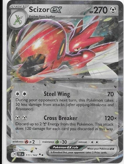 Scizor ex 111/162 Double Rare Temporal Forces Pokemon Holo Near Mint