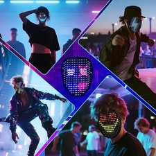 LED Mask with Gesture Sensing Light Up Face Changing Mask for New Year Cosplay