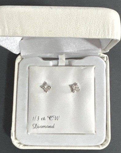 Diamond Stud Earrings Princess Cut 10K White Gold 1/3 CTTW Valentine’s Day gift