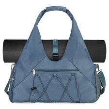 Gym Bag For Women With Yoga Mat Holder, Blue | Shoe Compartment, Wet Dry Stor...