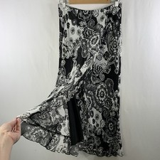 VTG 90s Y2K Floral Paisley Ruffle High Low Midi Skirt Sz M Fairy Grunge Bias Cut