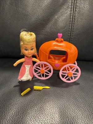 Vintage Hasbro Storykins Doll Liddle Kiddle Clone Cinderella & Pumpkin Carriage