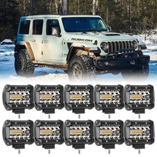 4 Inch Whiteamber Strobe Led Work Light Pods Offroad Driving Fog Lamps 5 Modes