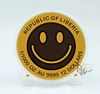 Smiley 1/1000 Oz 9999 Gold Coin 12 Dollars Liberia