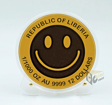 Smiley 1/1000 Oz 9999 Gold Coin 12 Dollars Liberia