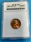 1957-D/D Lincoln Wheat Cent 1C - ANACS MS66 Red Old Holder