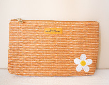 Marc Jacobs Daisy Zip Closure Orange Makeup Bag, Designer Stylish Cosmetic Bag