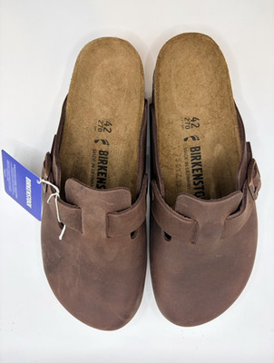 Birkenstock Boston BS Habana Brown Leather Clog Sandals EU 42 US 9 MPN 860133