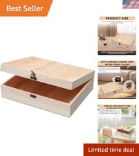 Unfinished Wooden Box with Hinged Lid Pine Craft Storage Jewelry DIY 12 x 9 Inch
