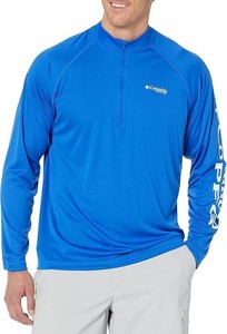 Columbia Men's Terminal Tackle 1/4 Zip, Blue Macaw/White Logo, Small