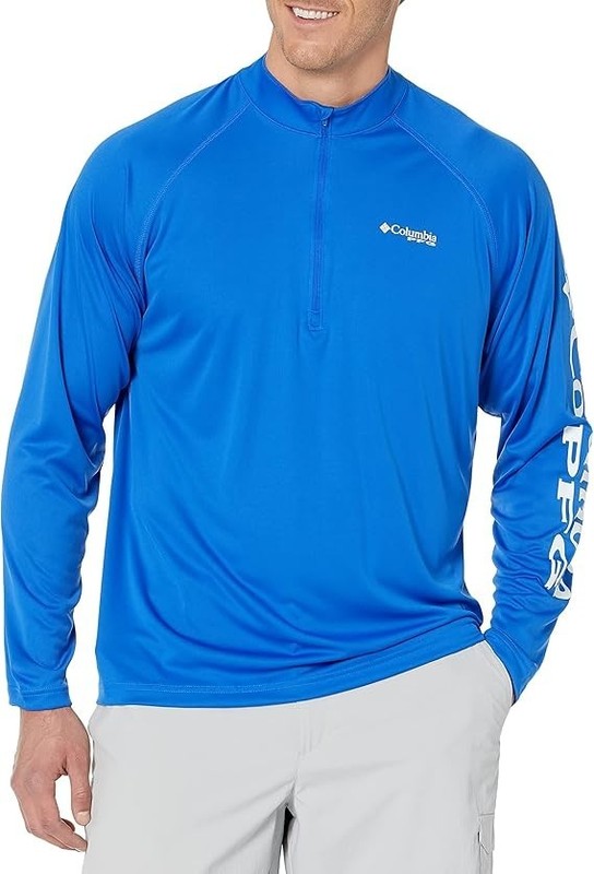 Columbia Men's Terminal Tackle 1/4 Zip, Blue Macaw/White Logo, Small