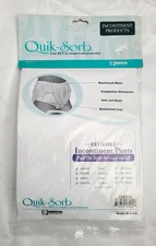 New Quik-Sorb Reusable Pull on Incontinent Pants Size XL 46"-52" White Briefs