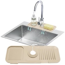 14.6 Silicone Faucet Mat For Kitchen Sink, Sink 14.6" x 5.7", Beige