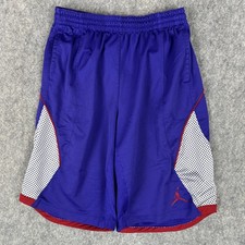 Nike Jordan Basketball Shorts Boys XL 13-15 Purple Gray Red Flight Graphic Mesh