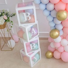 Baby Shower Boxes with Transparent Balloons  Letter Blocks for Gender Reveal