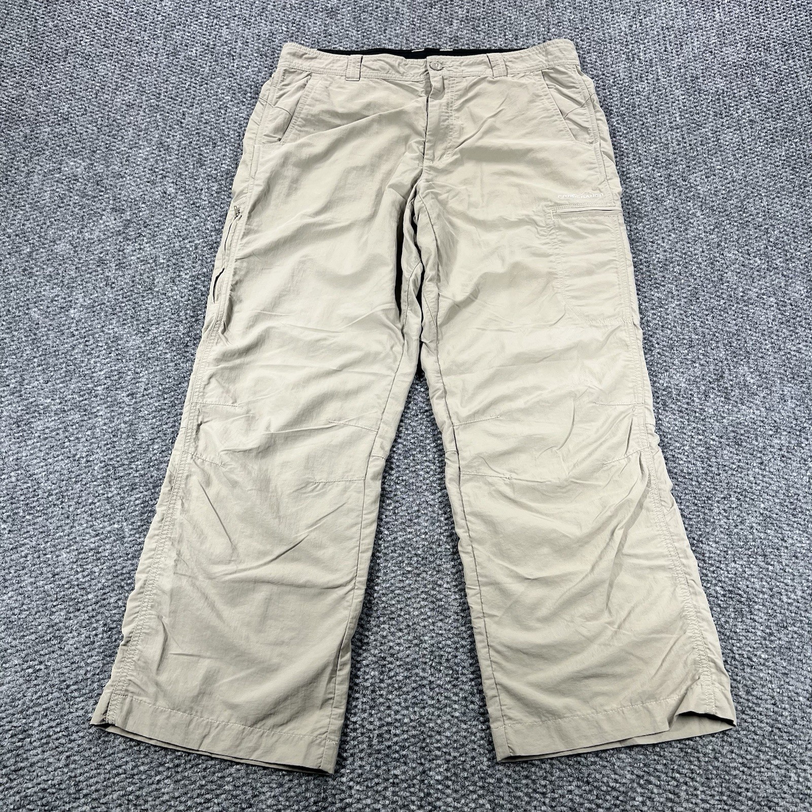 Eddie Bauer Travex Lite Pant Mens 34x30 Khaki Nylon Hiking Travel Outdoors