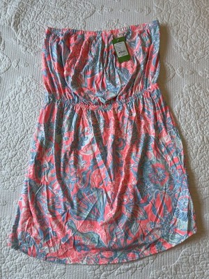 NWT Lilly Pulitzer Windsor Strapless Dress XL Summer Siren Pink Sun Ray