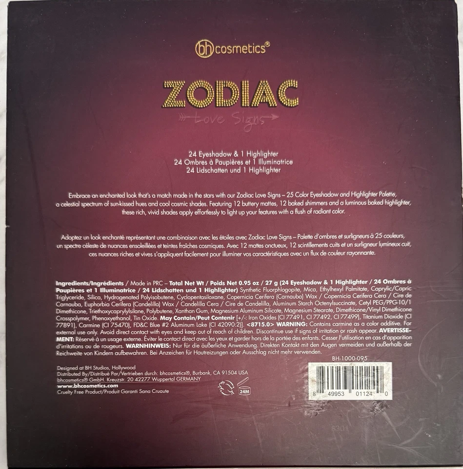 BH Cosmetics Zodiac Love Signs 24 Eyeshadow & 1 Highlighter Palette New - Image 3 of 3