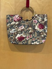 Sisters By Longaberger Beautiful Floral Tote Bag with Bamboo Handles