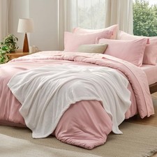 Comforter Set 6 Pieces Prewashed Size Bed in a Bag with Soft Fleece Twin Pink