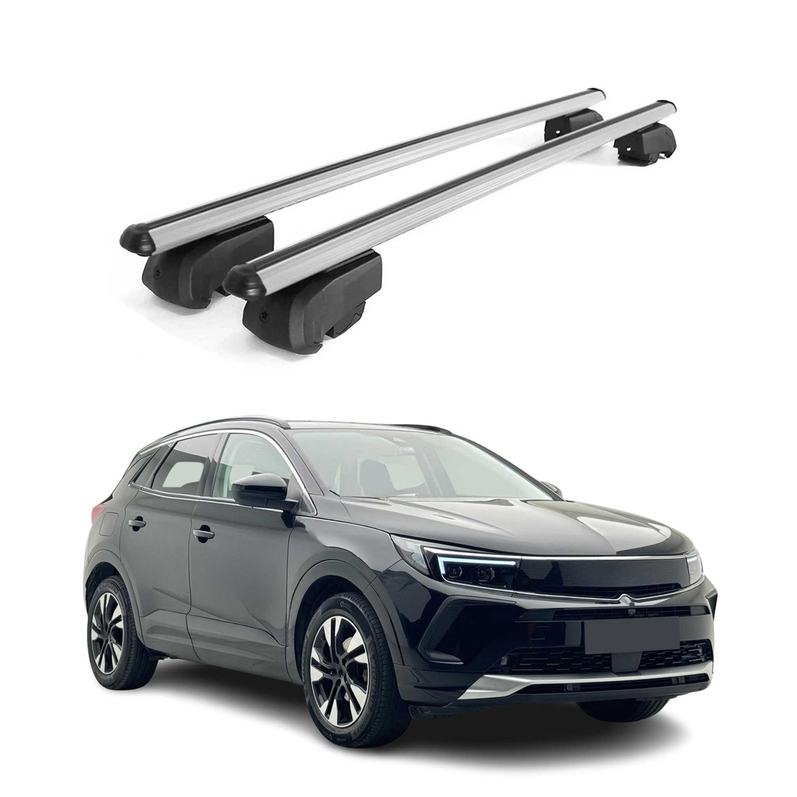 Barres de toit alu gris pour Opel Grandland 2017-2024