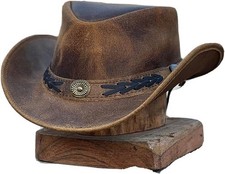 Leather Cowboy hat Shapeable into Outback hat, Australian Hats X-Large Brown