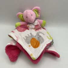 Blankets  Beyond Elephant Lovey Plush Security Blanket Pink Green Pacifier Loop