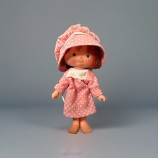Vintage Strawberry Shortcake Small Doll Pink Nightgown Bonnet 1980s Original