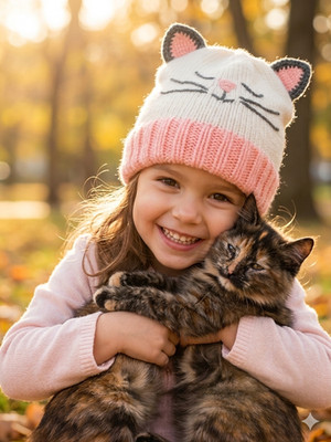 Cat Beanie Hat White Pink Kitty Ears Knit Cap Kids to Adult One Size NWT