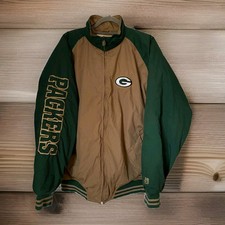 Green Bay Packers NFL Lee Vintage Jacket SIZE XL Green / Gold Sand Varsity