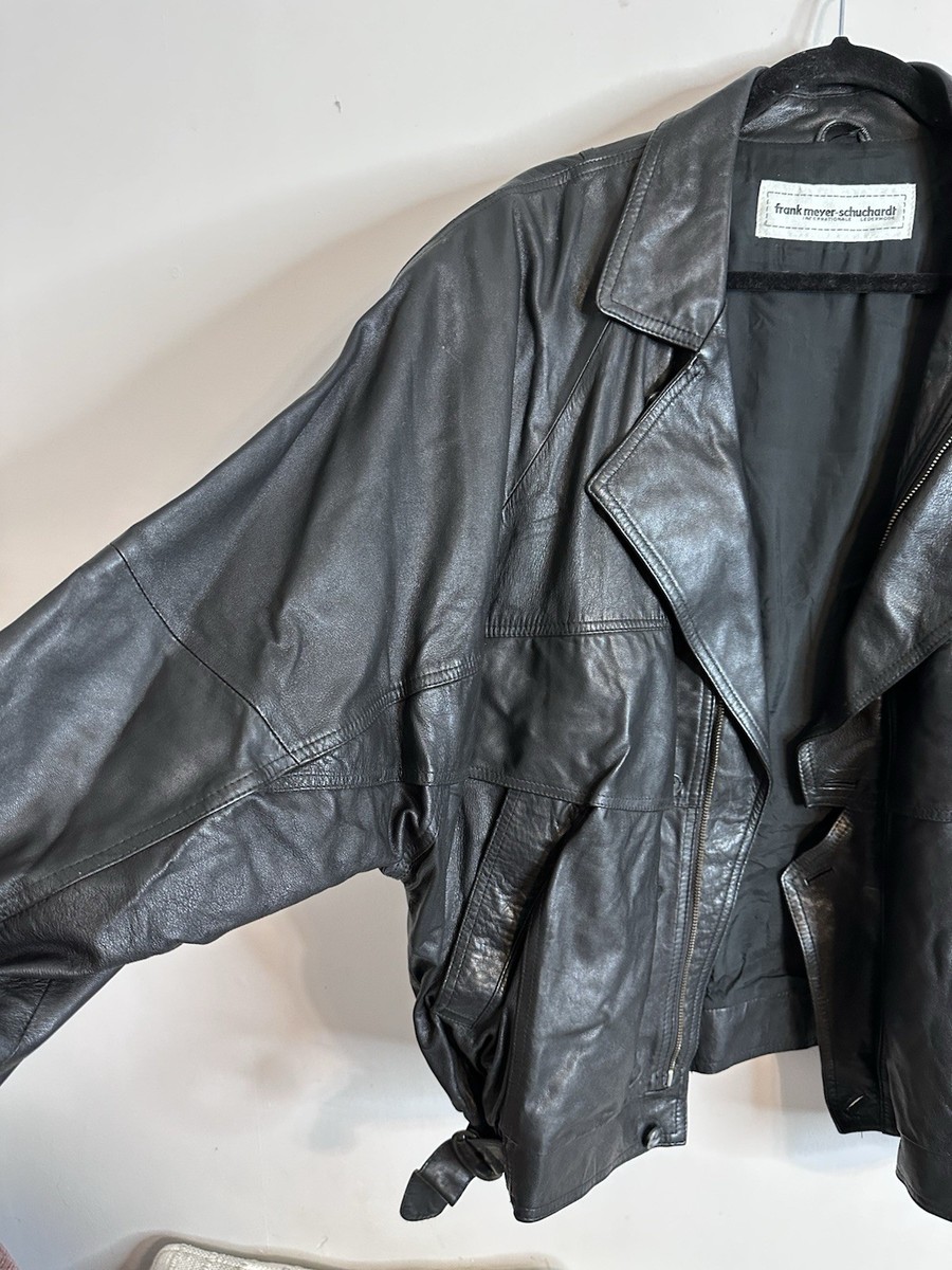 Vintage Men's German Leather Jacket Frank Meyer Schuchardt Black