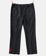 1999 Vintage PRADA Pants Pleated Trousers Red Tab Logo Zip Pockets Dark Gray