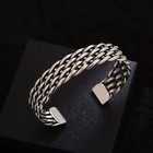Solid 925 Sterling Silver Mens Heavy Woven Torque Bangle Cuff Bracelet UK NEW