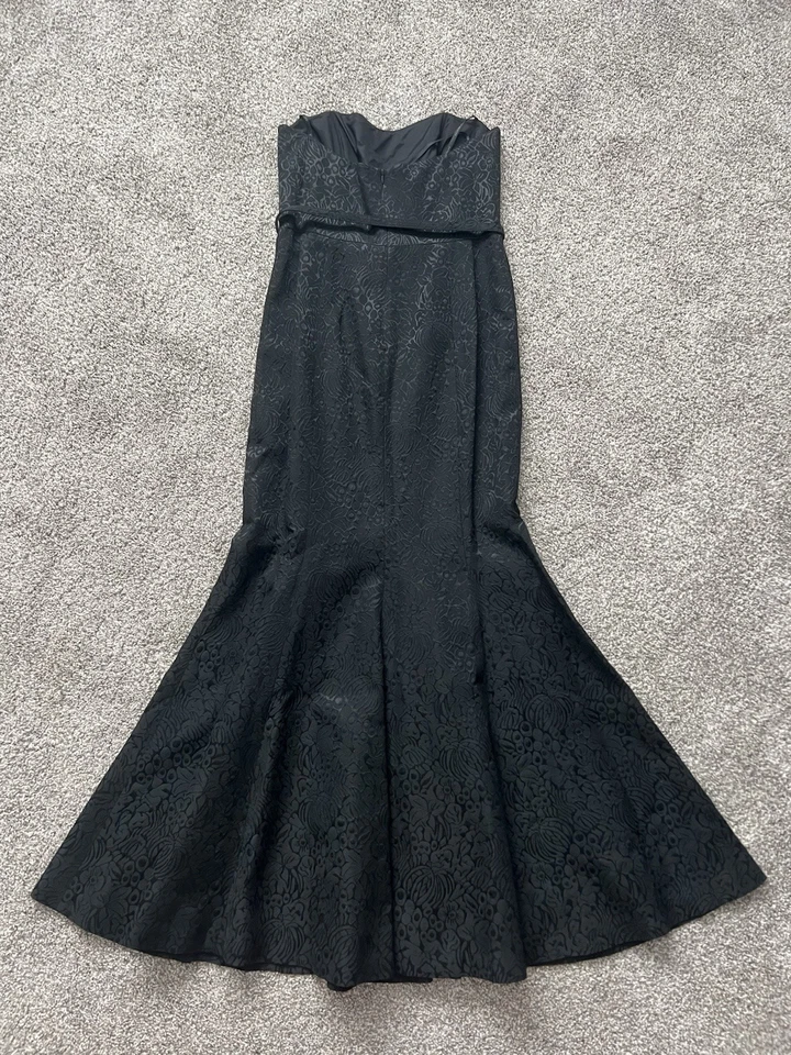 David Meister Size 8 Strapless Mermaid Ball Gown Black Baroque - Image 2 of 4