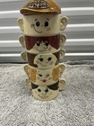 Vintage Soupers Family Stacking Bowls Baseball Hat Lid Made In Japan Ceramic 70s
