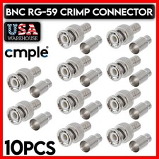 BNC Connector Crimp-On BNC Plug for RG59 Coax Coaxial Cable CCTV Camera 10 PCS