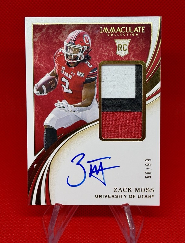 2020 Immaculate Collegiate Zack Moss RC RPA Patch Auto /99 On Card Utah #136