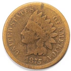 1875 1C Indian Head Penny Cent Good (G)
