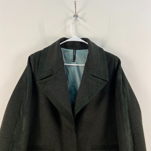 Pianura Studio donna giacca media cappotto pelle lana verde collo bottoni 8874 - Foto 3 di 8