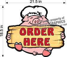 NEW PIG DIECUT PLEXIGLASS SIGN ORDER HERE RESTAURANT TAKE OUT