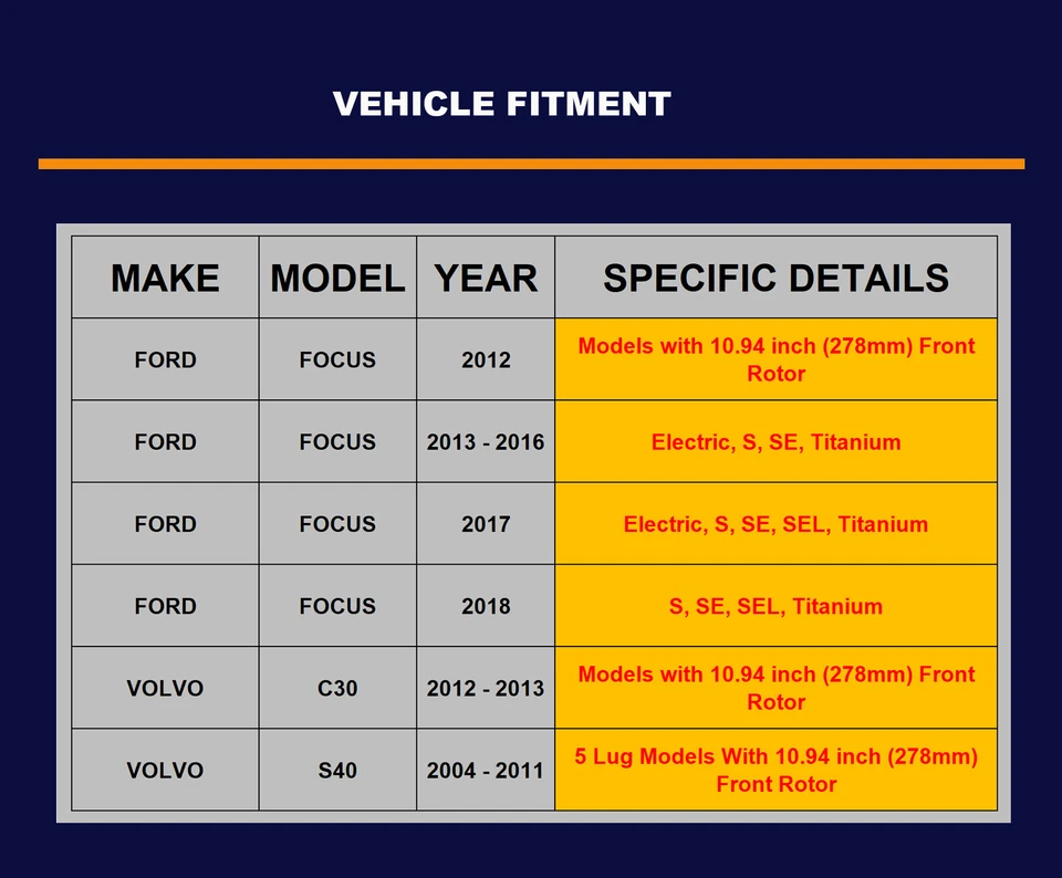 Front Drilled Slotted Rotors and Brake Pads for Ford Focus C-Max VOLVO C30 S40 - Image 2 of 4