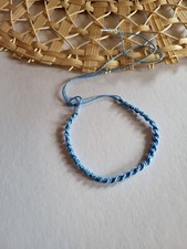 Bracelet tissu Friendship Amitié brésilien ajustable réglable mixte _ Bleu Ciel