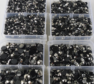 ss6 - ss30 Mine gray resin crystal faceted silver flat back rhinestones use glue