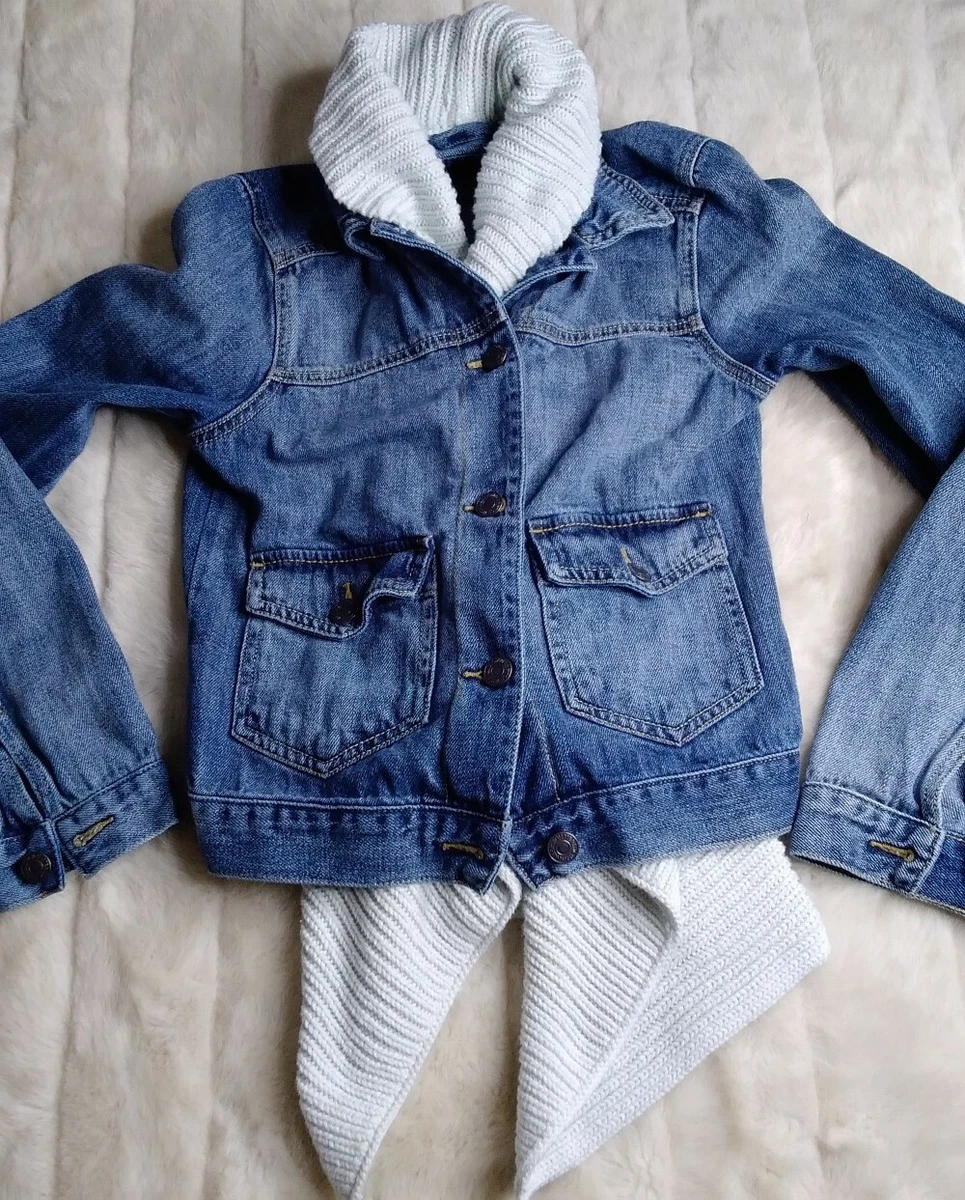 Denim jacket with wool inside women's top