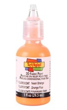 NeonGlow 3D Fabric Paint - Fluorescent Orange - 1 oz