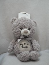 KellyBaby 14" My First Teddy Bear Gray Rattle Plush