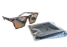 QUAY AUSTRALIA Sunglasses Alright 148 Animal Print Frame Mirror Lens w/ Case